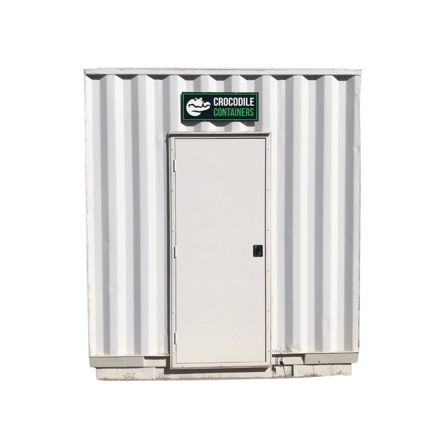 Personal access door installed on a modified shipping container