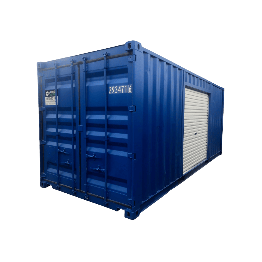 Shipping container resprayed in custom paint colour