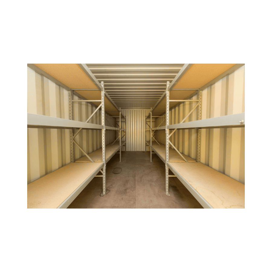 Internal shelving fitted inside a shipping container