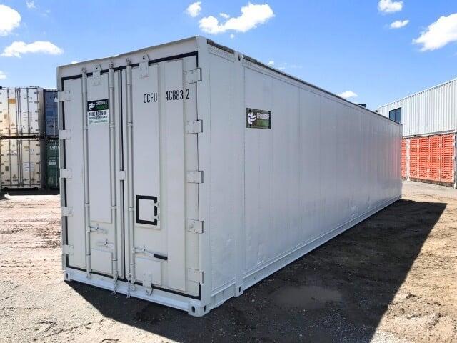 Shipping containers loaded on a transport truck for delivery from Crocodile Containers in Brisbane